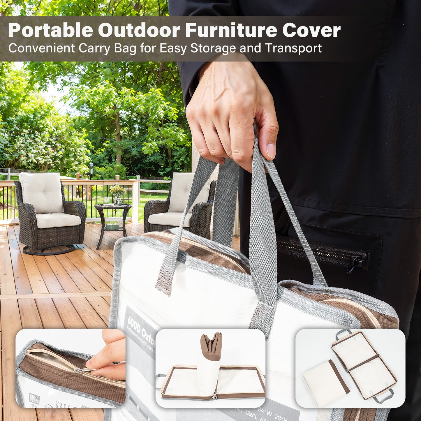 Patio Furniture Covers, 126 Inch L x 63 Inch W x 28 Inch H