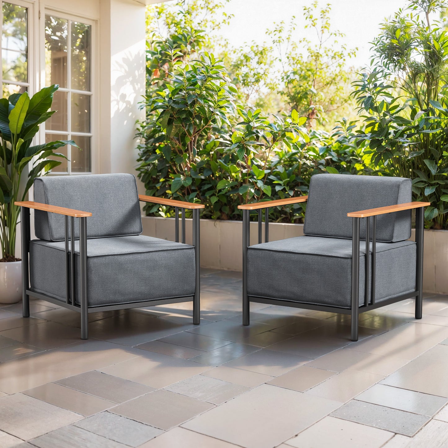 Luxury 2-Piece Patio Set – 10" Thick Cushions & Weatherproof Design, BINGLI