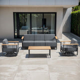BINGLI Premium 4-Piece Patio Seating Set - 2 Swivel Chairs + Sofa & Coffee Table - 10 Inch Thick Cushions with Commercial-Grade Weather Resistance - Belord