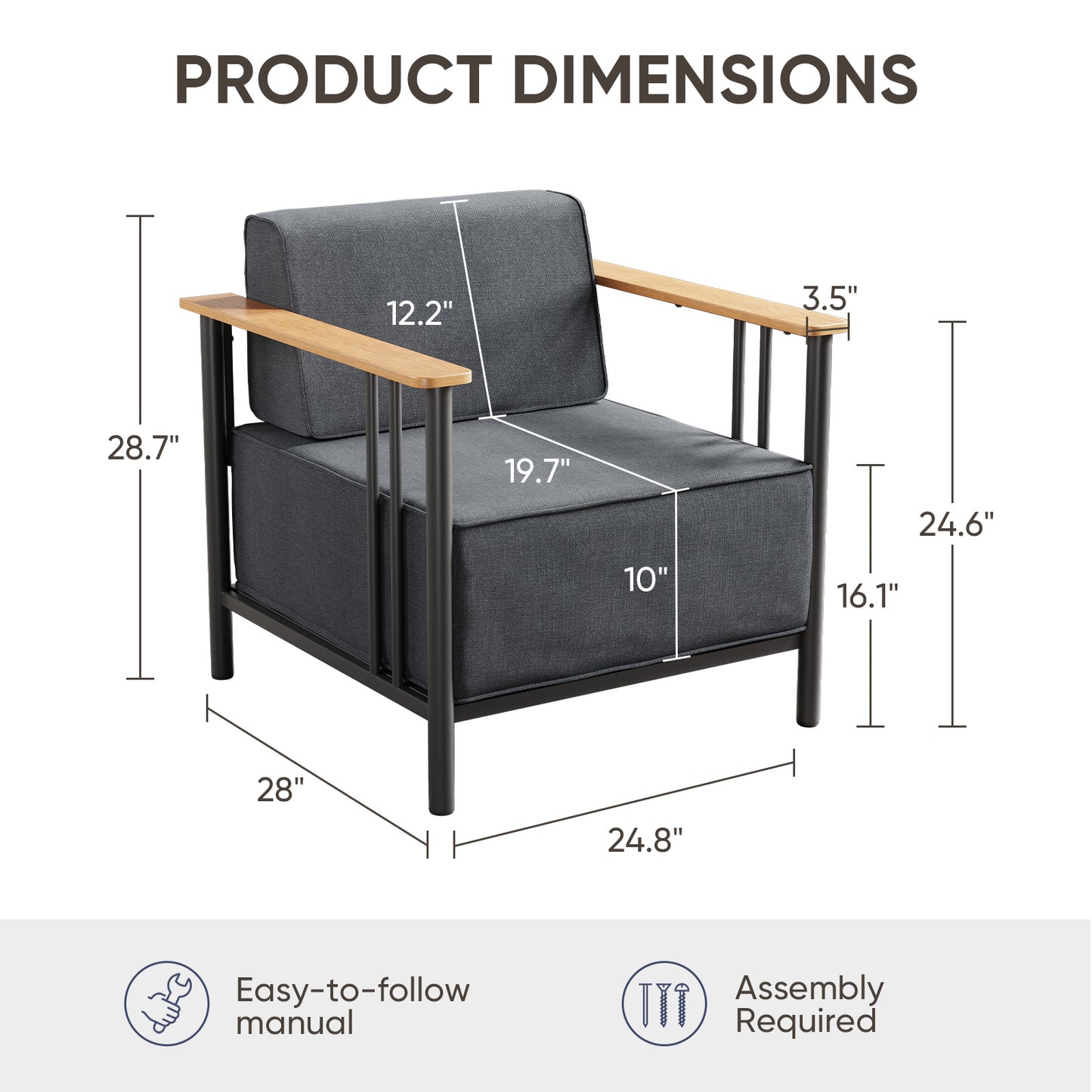 Luxury 2-Piece Patio Set – 10" Thick Cushions & Weatherproof Design, BINGLI
