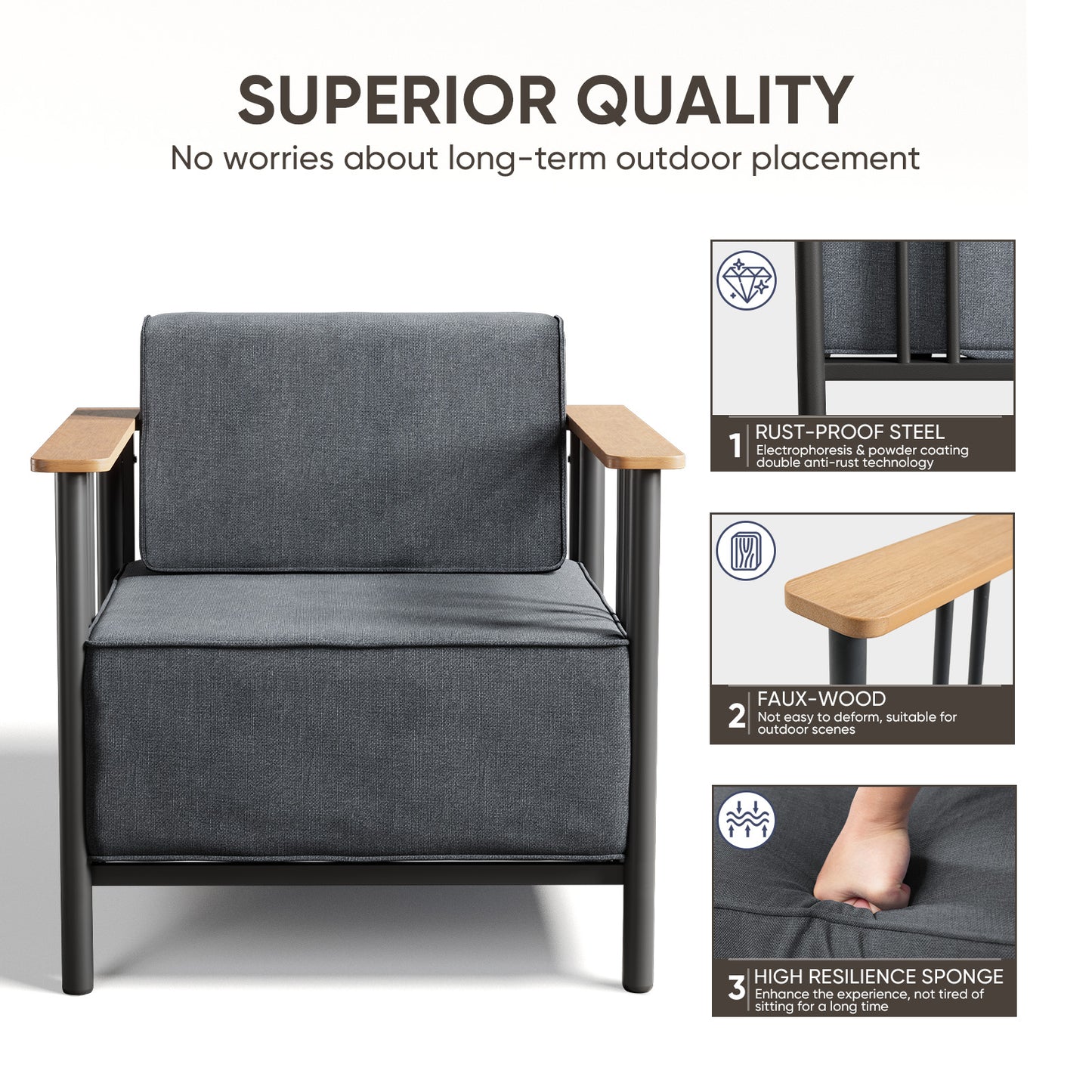 Luxury 2-Piece Patio Set – 10" Thick Cushions & Weatherproof Design, BINGLI