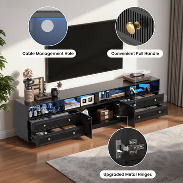 Save 50% - Belord High Gloss TV Stand w/ Storage, Fits 75" TV - Belord