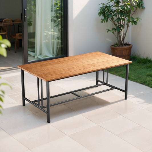 BINGLI Premium Outdoor Coffee Table - 3.5-Inch Thick Polywood Slat Tabletop with Drainage Gaps - 66LB Weight Capacity, All-Weather Patio Furniture