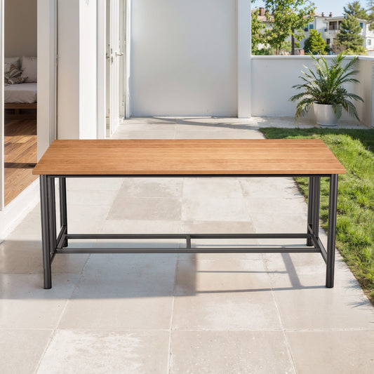BINGLI Premium Outdoor Coffee Table - 3.5-Inch Thick Polywood Slat Tabletop with Drainage Gaps - 66LB Weight Capacity, All-Weather Patio Furniture