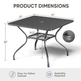 Square Metal Dining Table - Belord