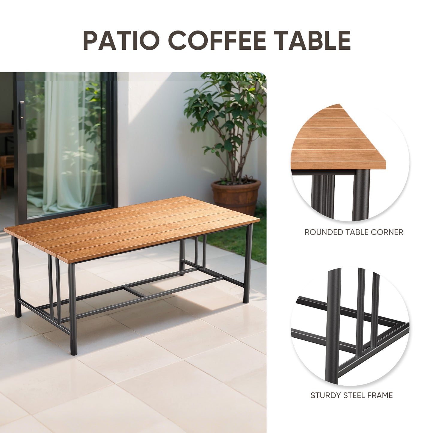 Luxury 4-Piece Patio Set with 10" Thick Cushions - Outdoor Sofa & Patio Chair & Coffee Table, BINGLI