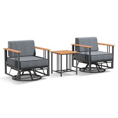 Premium Outdoor Swivel Chair Set - 6" Thick Cushioned Patio Lounge Chair with Side Table, BINGLI - Belord
