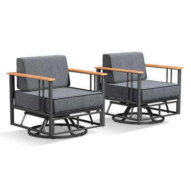 BINGLI Series: 2-Piece Swivel Chair - Premium 6 Inch Thick Cushions - Weatherproof Rotating Patio Furniture - Belord