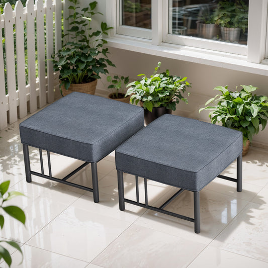 BINGLI 300LB-Capacity Ottoman Pair - Commercial-Grade Outdoor Footrests with Aluminum Frame & 5" Quick-Dry Cushions