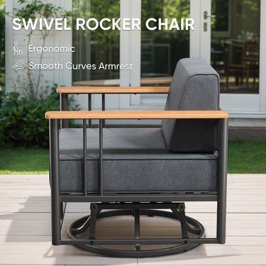 Premium Outdoor Swivel Chair Set - 6" Thick Cushioned Patio Lounge Chair with Side Table, BINGLI - Belord