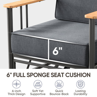 Premium Outdoor Swivel Chair Set - 6" Thick Cushioned Patio Lounge Chair with Side Table, BINGLI - Belord