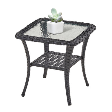 Outdoor 2 Tier Handwoven Wicker Bistro Table, NDS Series - Belord
