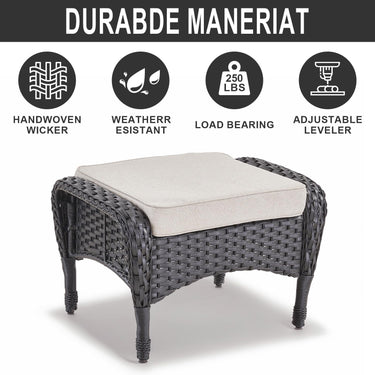 Patio Conversation Set 6-Piece with Glider Loveseat, Rocking Chairs, Side Table, and Ottoman, NDS Series - Belord