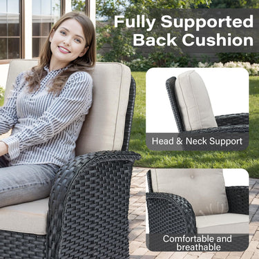 Patio Conversation Set 6-Piece with Sofa, Swivel Glider Chairs, Side Table, and Ottoman, NDS Series - Belord