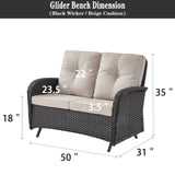 Outdoor Wicker Glider Loveseat, NDS Series - Belord