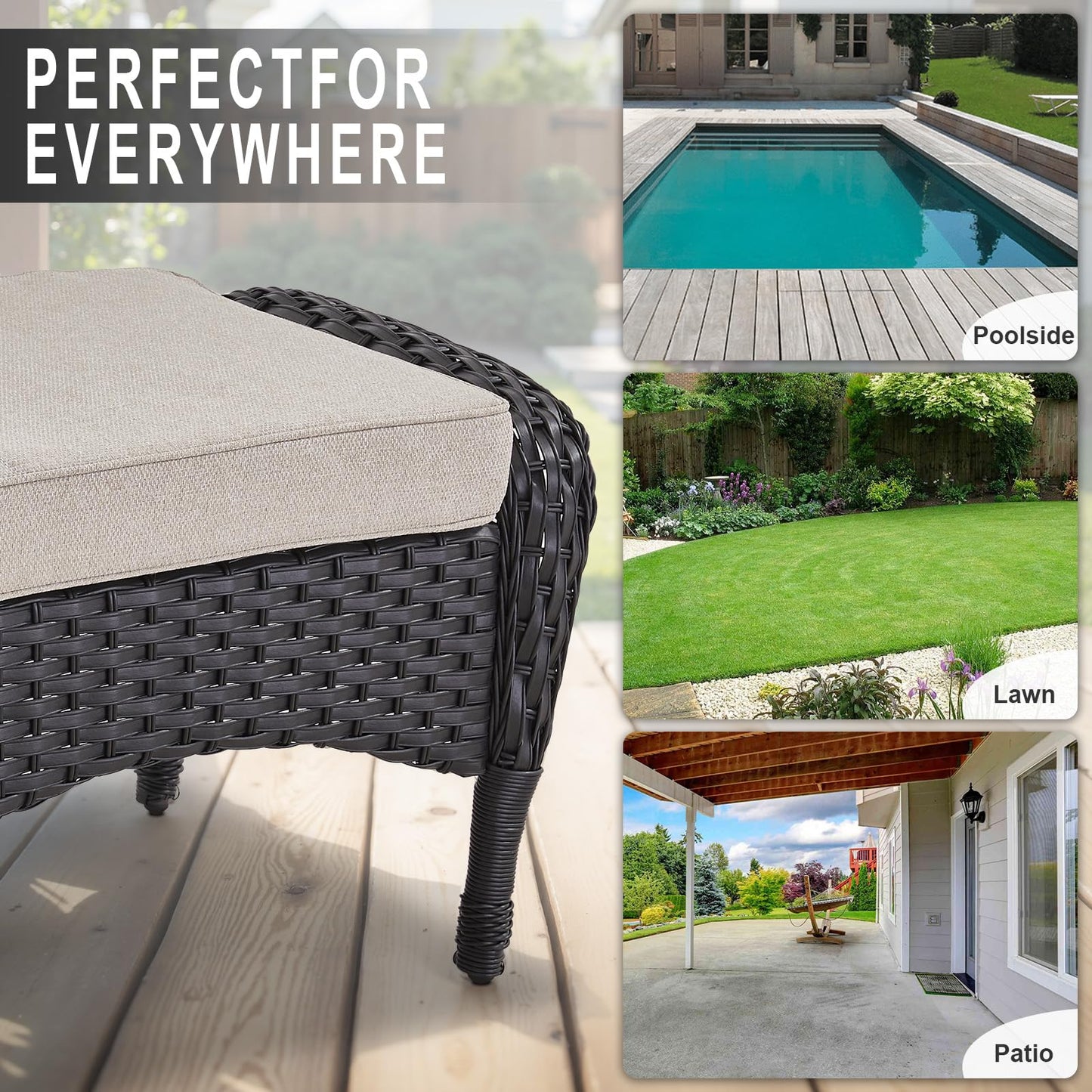 Outdoor Wicker Ottoman, NDS Series