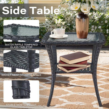 Patio Conversation Set 6-Piece with Glider Loveseat, Rocking Chairs, Side Table, and Ottoman, NDS Series - Belord