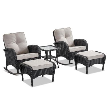 Rocking Chairs Set with Side Table and Ottoman, NDS Series - Belord