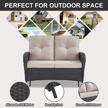 Outdoor Wicker Glider Loveseat, NDS Series - Belord