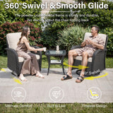 Patio Conversation Set 6-Piece with Sofa, Swivel Glider Chairs, Side Table, and Ottoman, NDS Series - Belord