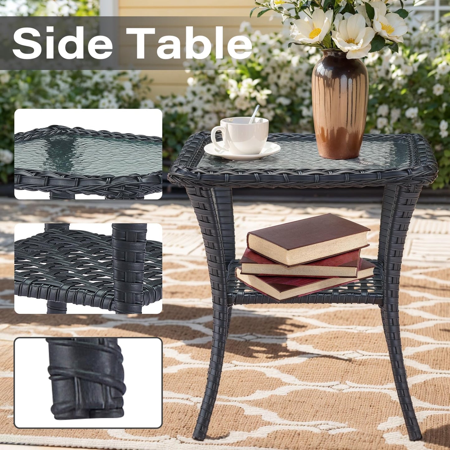 Patio Conversation Set 6-Piece with Glider Loveseat, Swivel Glider Chairs, Side Table, and Ottoman, NDS Series