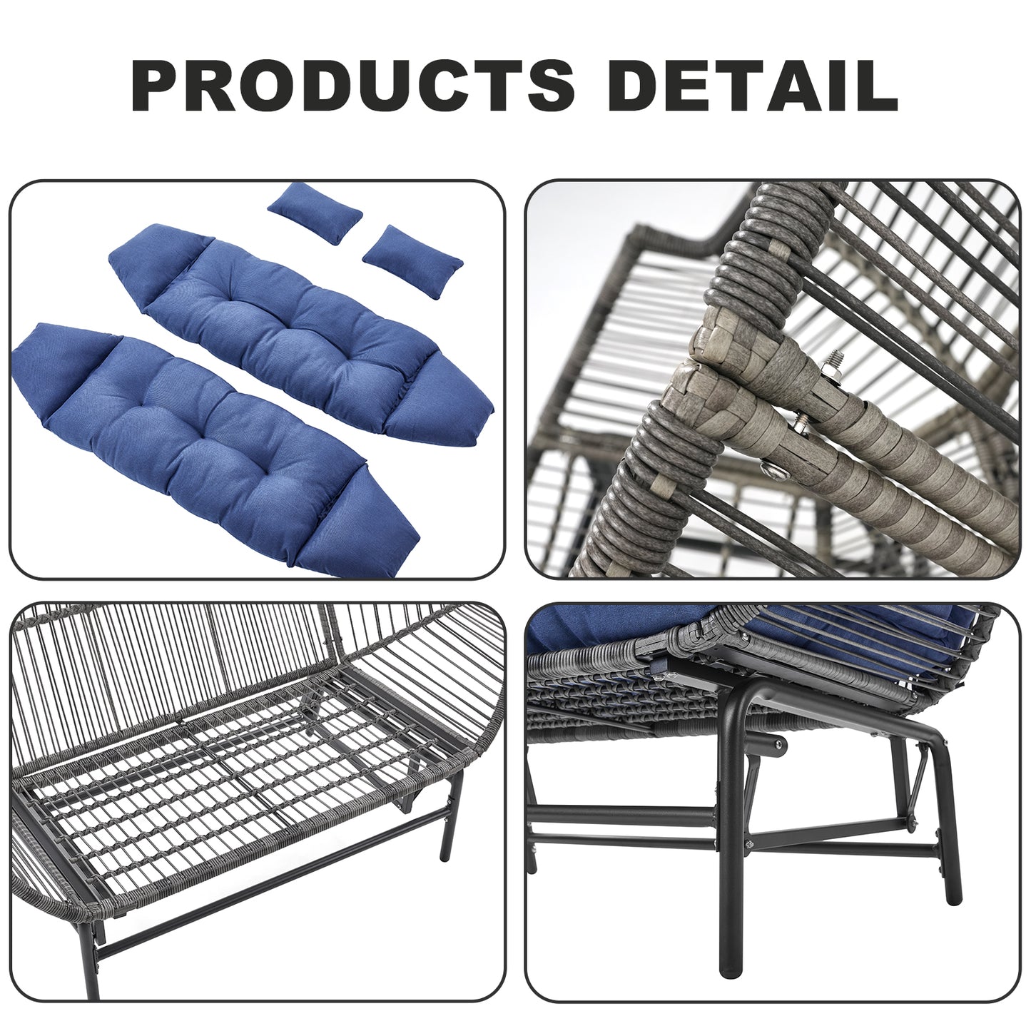 Glider Loveseat Egg Chair with Ottoman