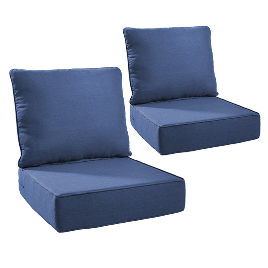2 Set Outdoor Cushion, High Back and Deep Seating, 6" H x 24" W x 24" D
