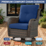 16-Piece Blue Patio Cushion Set - 8 Seat & 8 Back Cushions with Removable Waterproof Covers - Belord