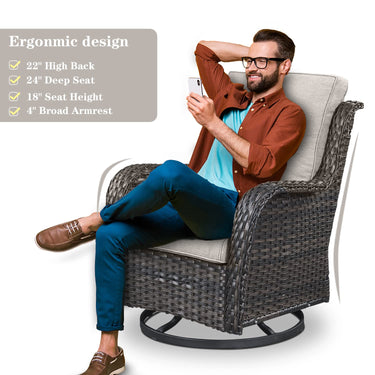 Save 60% - Outdoor 2PC PE Rattan Swivel Glider Chairs, NTC Series - Belord