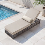Belord 1-piece luxury rattan chaise lounge cushion with beige fabric and 5-inch padding, designed for patio furniture comfort.