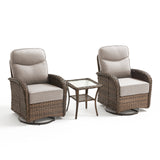 Luxury 3-Piece Swivel Rocker Patio Set – 2 High-Back Chairs with Side Table, 6" Thick Cushions for Backyard Summer Nights, ND Series - Belord