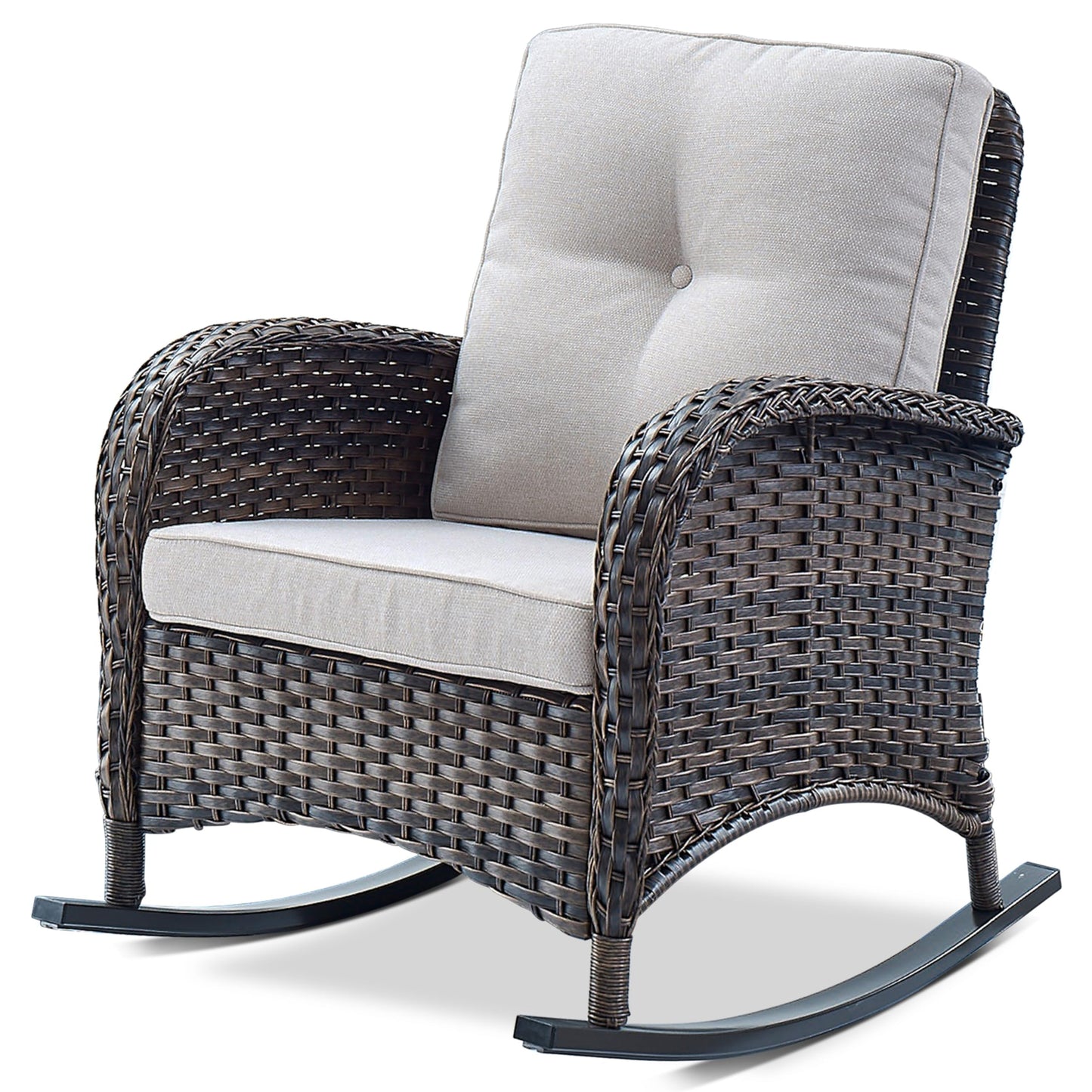 Patio Single PE Wicker Rocking Chair with Thick Cushions, NDS Series