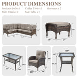 Large Sectional Set 12-Piece with Patio Chairs, Coffee Table, Side Table, and Ottoman, NDS Series - Belord