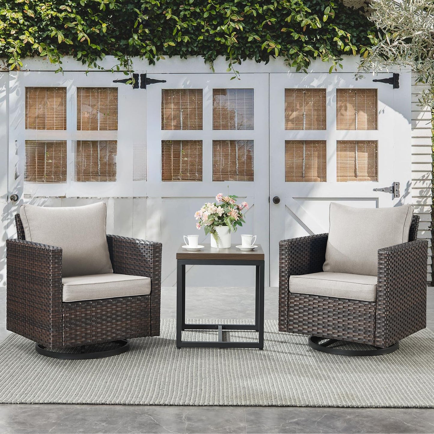 Save 50% - Swivel Glider Chairs Set with Side Table, GRS Series