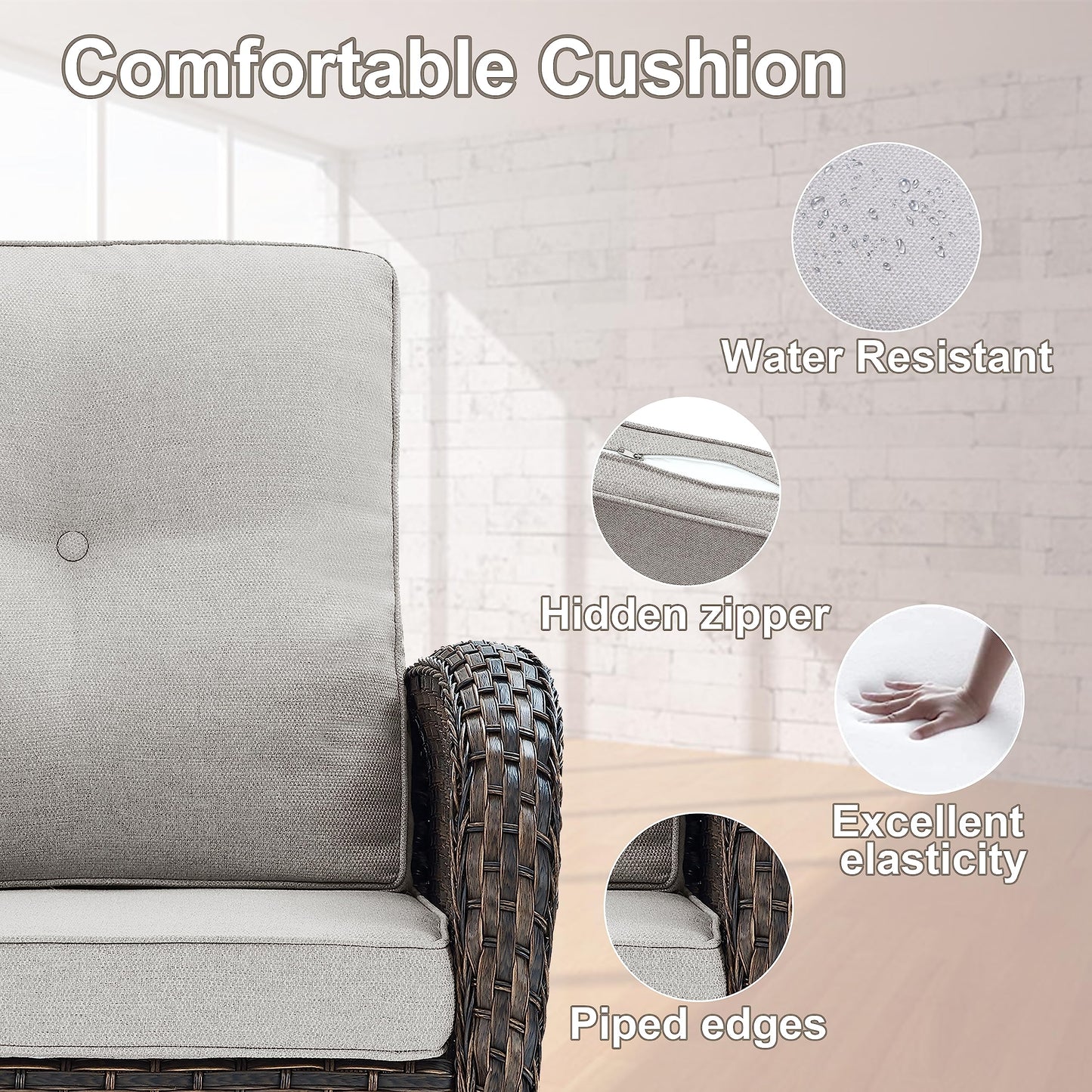 Patio Single PE Wicker Rocking Chair with Thick Cushions, NDS Series