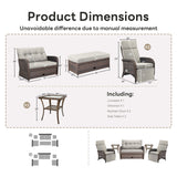 Premium 6-Piece Patio Furniture Set - All-Weather PE Wicker Conversation Set with Loveseat Daybed, 2 Recliner Lounge Chairs & 2 Side Table for Poolside, NDS Series - Belord