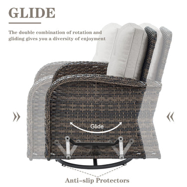 Patio Single PE Wicker Swivel Glider Chair with Thick Cushions, NDS Series - Belord