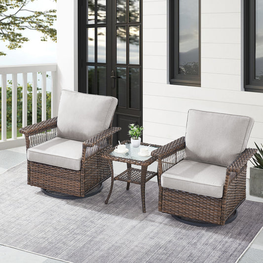 Swivel Glider Chairs Set with Side Table, SS Series
