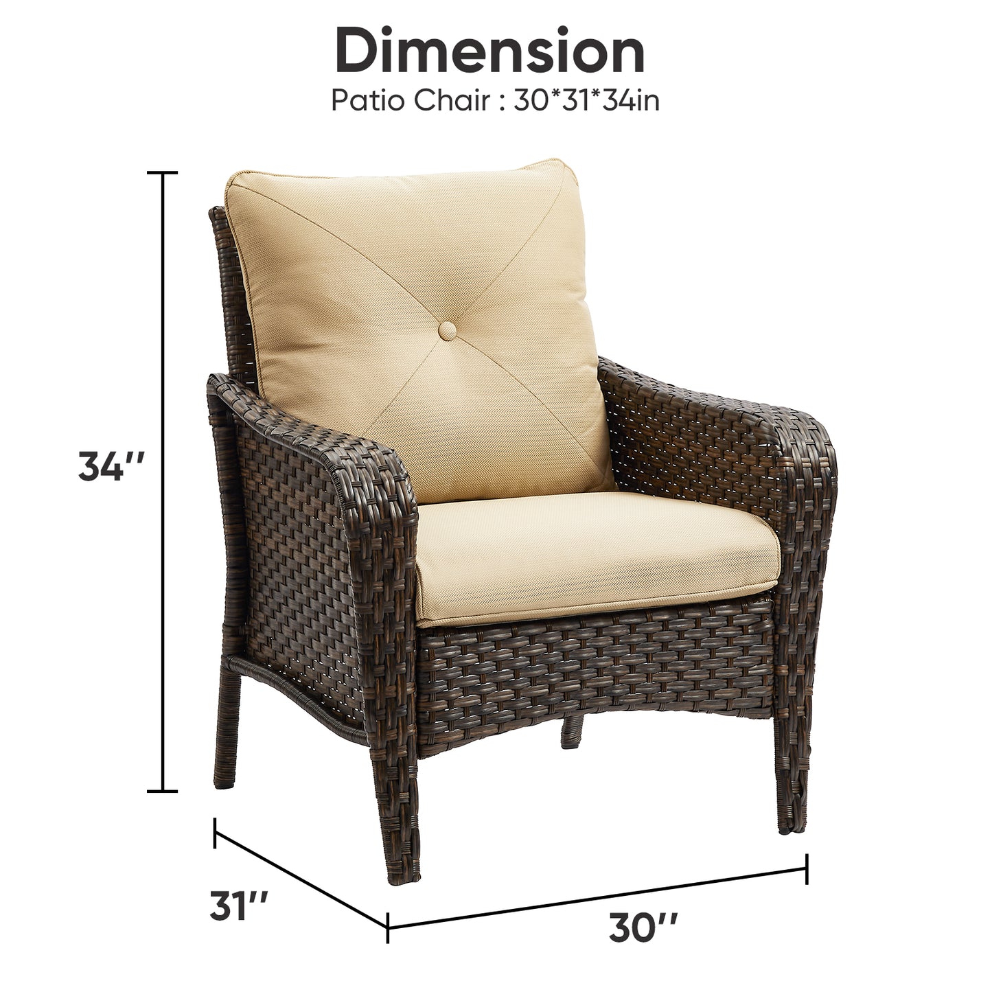 Save 50% - 2-Piece Wicker Patio Chair Set – Deep Seating Rattan Armchairs with Cushions for Porch, Lawn