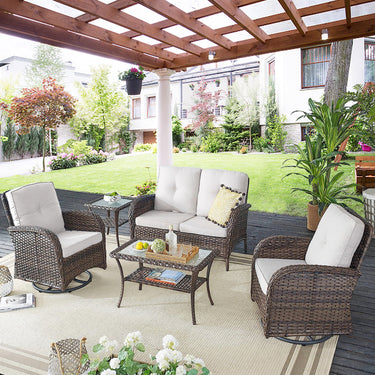 Patio Single PE Wicker Swivel Glider Chair with Thick Cushions, NDS Series - Belord