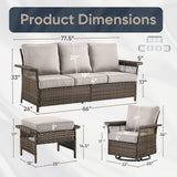 Sofa Set with Swivel Glider Chairs and Ottoman, SS Series - Belord