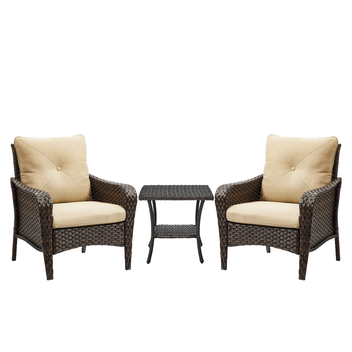 Save 50% - 3-Piece Wicker Patio Bistro Set – Outdoor Rattan Conversation Set with 2 Chairs & Side Table for Porch