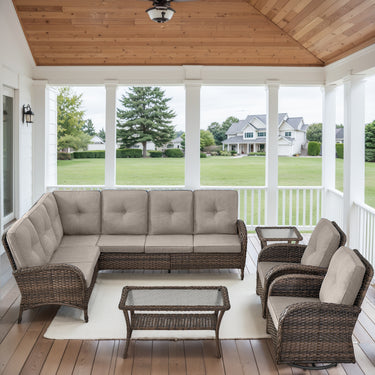 Large Sectional Set 10-Piece with Swivel Glider Chairs, Coffee Table, and Side Table, NDS Series - Belord