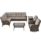 Large Sectional Set 10-Piece with Swivel Glider Chairs, Coffee Table, and Side Table, NDS Series - Belord
