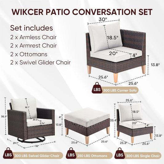 Save 50% - BLOC Series | 7-Piece Modular Patio Furniture Set, Outdoor Sectional Sofa with Swivel Chairs & Ottomans