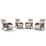 Premium 4-Piece Wicker Rocking Recliner Chair Set with Adjustable Backrest & Footrest, Cushioned PE Rattan Patio Lounge Chairs, NDS Series - Belord
