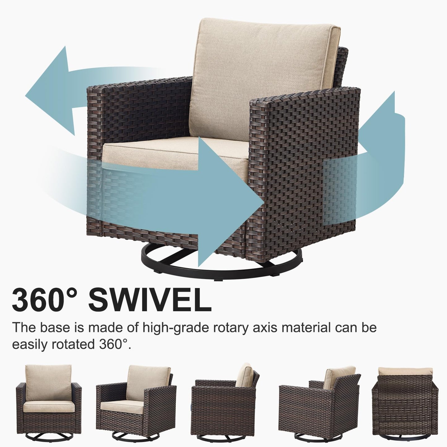 Save 50% - Swivel Glider Chairs Set with Side Table, GRS Series