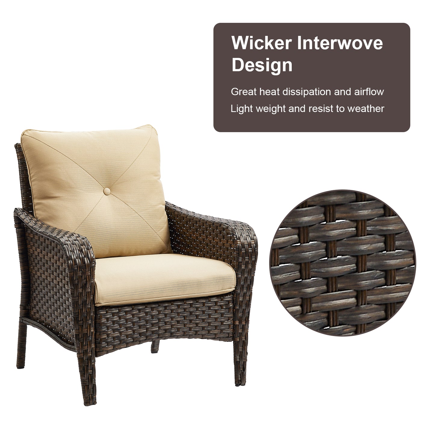 Save 50% - 2-Piece Wicker Patio Chair Set – Deep Seating Rattan Armchairs with Cushions for Porch, Lawn