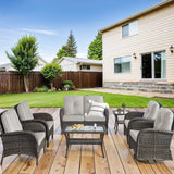 Patio Conversation Set 7-Piece with Loveseat, Swivel Glider Chairs, Patio Chairs, Coffee Table, and Side Table, NDS Series - Belord