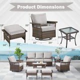 Swivel Glider Chairs Set with Ottoman and Side Table, SS Series - Belord